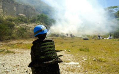Military and peacekeeper in training for UN Mission, Port-Au-Prince, Haiti, 2012.