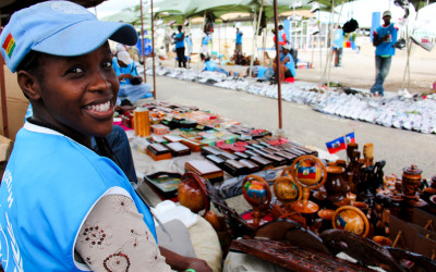 Trader in Craft Market organization by UN, Port-Au-Prince, Haiti, 2012.