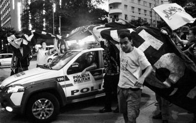Some days before the World Cup aperture, posters were placed along the city, threatening to prevent the event, Belo Horizonte, Brazil, 2014.