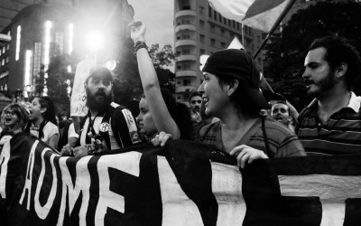 Some days before the World Cup aperture, posters were placed along the city, threatening to prevent the event, Belo Horizonte, Brazil, 2014.