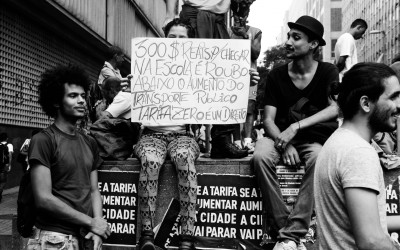 Student reclaims for a free tariff in public transports, Belo Horizonte, Brazil, 2014.