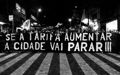 Some days before the World Cup aperture, posters were placed along the city, threatening to prevent the event, Belo Horizonte, Brazil, 2014.