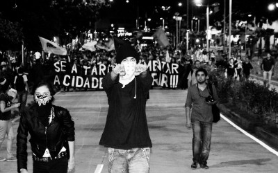 Protesters on their way to burn the turnstile, Belo Horizonte, Brazil, 2014.
