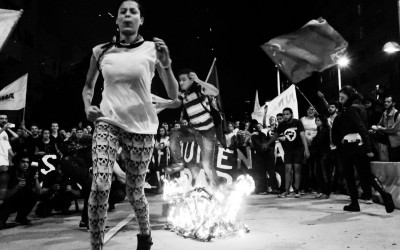Protesters on their way to burn the turnstile, Belo Horizonte, Brazil, 2014.