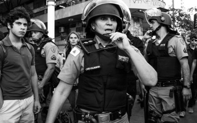 To contain the protesters' access, streets and avenues were closed, causing dissatisfaction and quarrels between police and protesters and local residents, Belo Horizonte, Brazil, 2014.