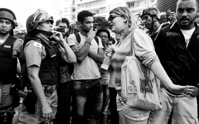 To contain the protesters' access, streets and avenues were closed, causing dissatisfaction and quarrels between police and protesters and local residents, Belo Horizonte, Brazil, 2014.