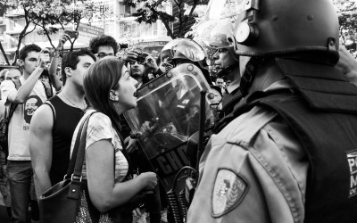 To contain the protesters' access, streets and avenues were closed, causing dissatisfaction and quarrels between police and protesters and local residents, Belo Horizonte, Brazil, 2014.