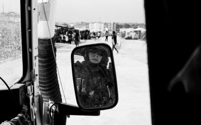 Peacekeeper in Parc Jean Marie Vincent, Port-Au-Prince, Haiti, 2012.