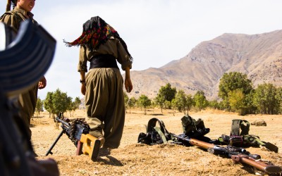 Female soldiers and snipers of the Kurdish Worker’s Party (PKK) getting ready for new combats against the Islamic State (ISIS) and NATO. The participation increasingly active and efficient of women in the Kurdish fights has been strengthening the social, cultural and moral consciences, encouraging the feminine empowerment in the region. Qandil mountains, Iraq (Iraqi Kurdistan), 2015.-72