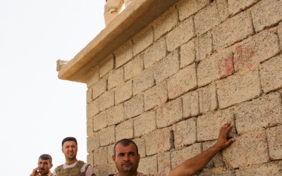 Peshmergas in frontline in combat against Islamic State (ISIS), Iraq (Iraqi Kurdistan), Middle East, 2015.