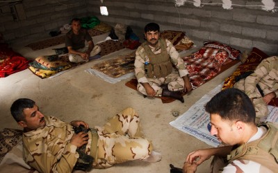 Dormitory and resting space of the peshmergas from one of the bases in northern Iraq, (Iraqi Kurdistan), Middle East, 2015.