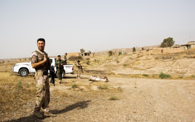 Peshmergas near frontline in Iraq (Iraqi Kurdistan), Middle East, 2015.