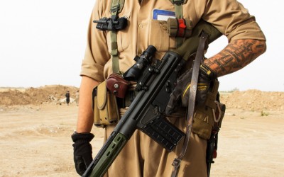 Peshmerga (ex American CIA militar) in Iraq (Iraqi Kurdistan), Middle East, 2015.  Among the soldiers there are several foreigners who defend and fight for peace together with the peshmergas and against the violence caused by the jihadists.