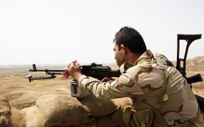 Attack against Islamic State (ISIS) on frontline near Mosul, Iraq (Iraqi Kurdistan).