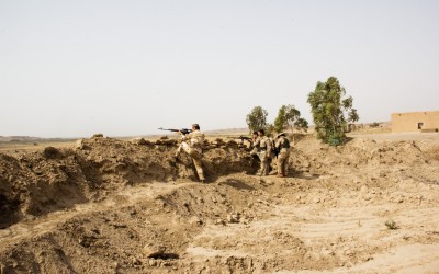 Attack against Islamic State (ISIS) on frontline near Mosul, Iraq (Iraqi Kurdistan).