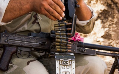 Peshmergas on frontlines near Mosul, Iraq (Iraqi Kurdistan).