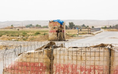 To protect civilians and prevent ISIS from gaining more space or attack, check points at various strategic locations are placed closer to the frontline near Mosul,  Iraq (Iraqi Kurdistan).