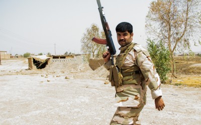 Soldier preparing to offensive near Mosul, Iraq (Iraqi Kurdistan).
