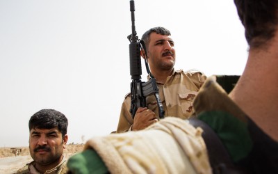 Peshmerga during offensive on frontline near Mosul, Iraq (Iraqi Kurdistan).